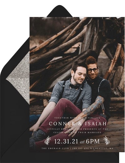 Wedding invitation text message: Double Laurels Invitation