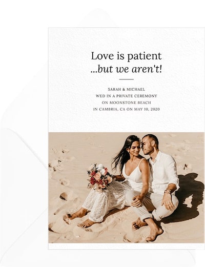 Announcing elopement: Eager Love Announcement