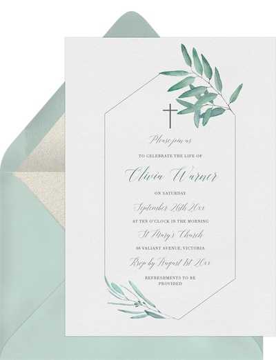 Celebration of life invitations: Elegant Eucalyptus Invitation