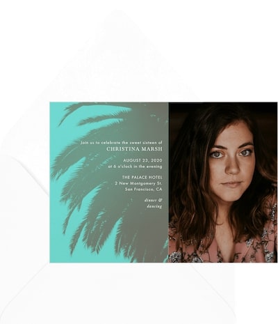 Sweet 16 invitation ideas: Elegant Palm Tree Invitation