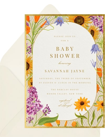 Baby shower favors: Elegant Wildflowers Invitation
