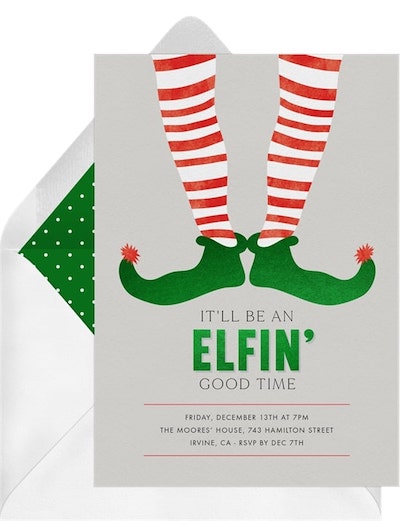 Virtual Holiday party ideas: Elfin' Good Time Invitation