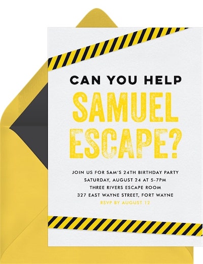 21st birthday decorations: Escape Room Invitation