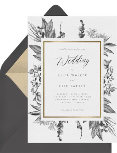 Gothic wedding invitations: Etched Vintage Botanicals Invitation