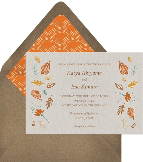Rustic wedding ideas: Fall Foliage Invitation