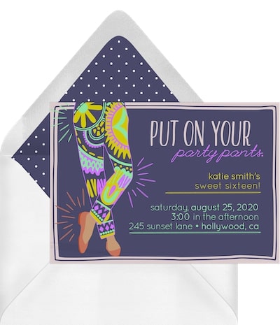 Sweet 16 invitation ideas: Fancy Pants Invitation