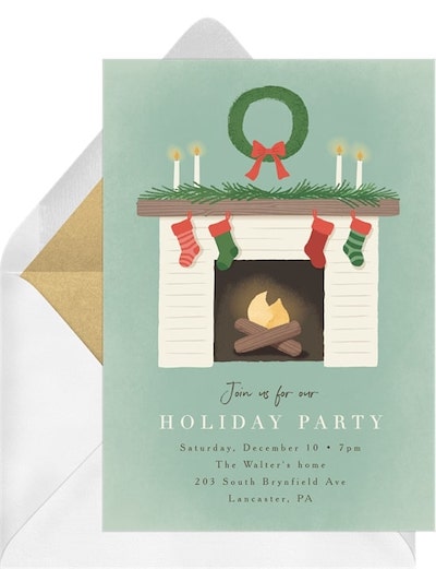 Festive Fireplace Invitation