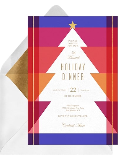 Festive Geometric Tree Invitation