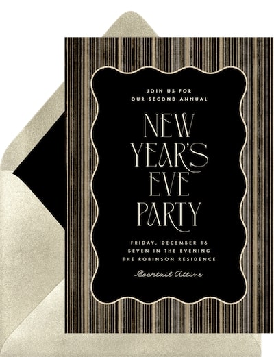 New Year’s traditions: Festive Shimmer Stripes Invitation