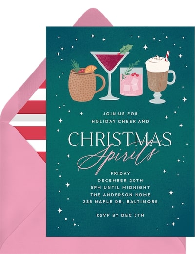 Christmas Eve invitation: Festive Winter Cocktails Invitation