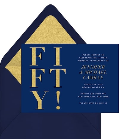 50th wedding anniversary: Fifty! Invitation
