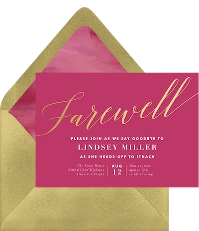 Going away party: Final Farewell Invitation