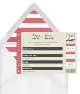 Passport wedding invitations: First Class Invitation