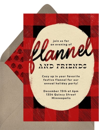 Christmas pajama party invitation: Flannel and Friends Invitation