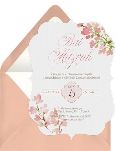 Floral Bat Mitzvah Invitation