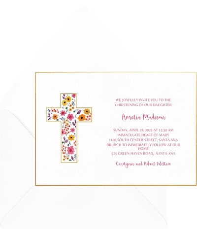 Floral Cross Invitation