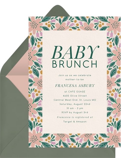 Baby shower brunch: Floral Pattern Border Invitation