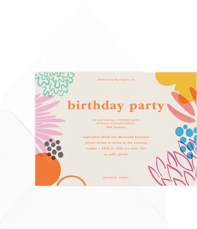 Summer birthday party ideas: Flowing Florals Invitation