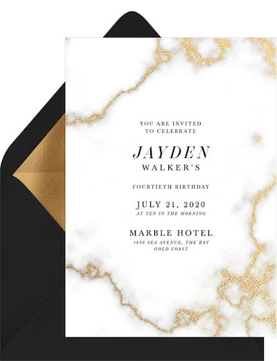 Golden birthday: Foil Marble Invitation