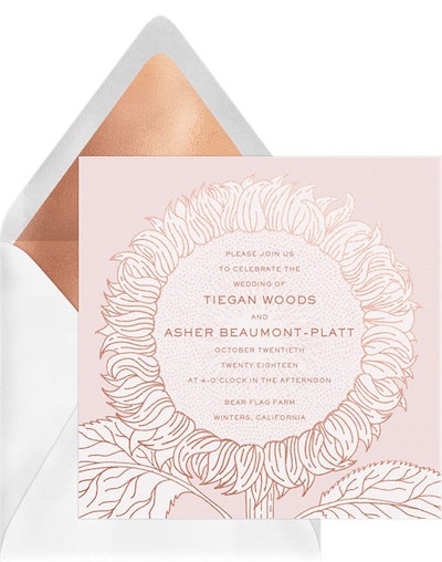 Foiled Stamped Sunflower Invitation