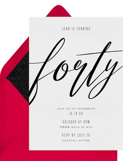 40th birthday party ideas for women: Forty Flourish Invitation
