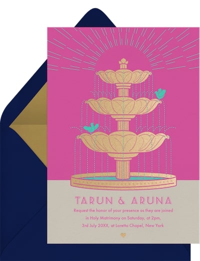 Fountain Lovebirds Invitation