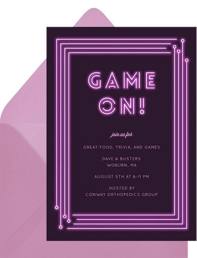 Game On Neon Invitation