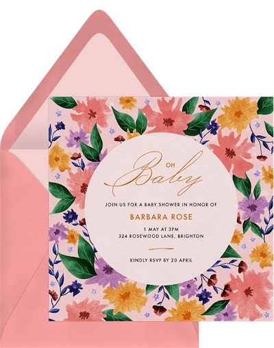 Cute baby shower ideas: Garden Celebration Invitation