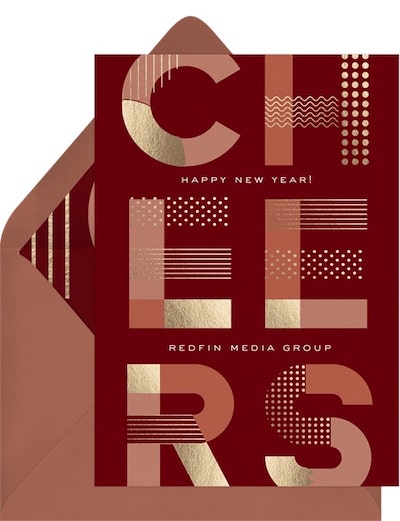 Merry Christmas wishes for friends: Geometric Cheers Card