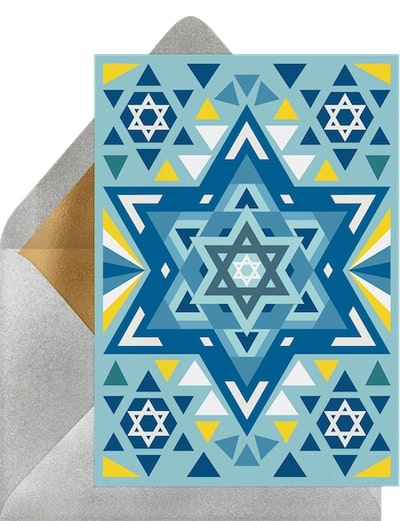Hanukkah cards: Geometric Star of David Card