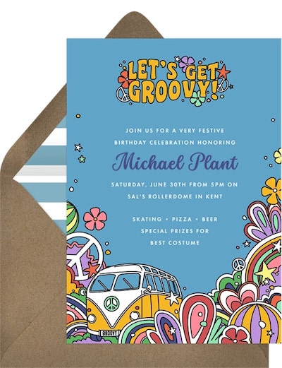 21st birthday decorations: Get Groovy Invitation