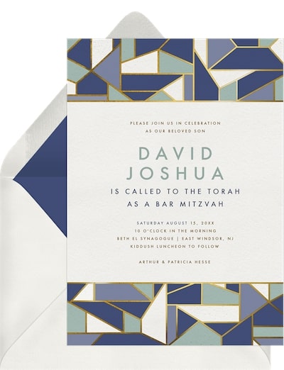 Bar mitzvah party: Gilded Geo Invitation