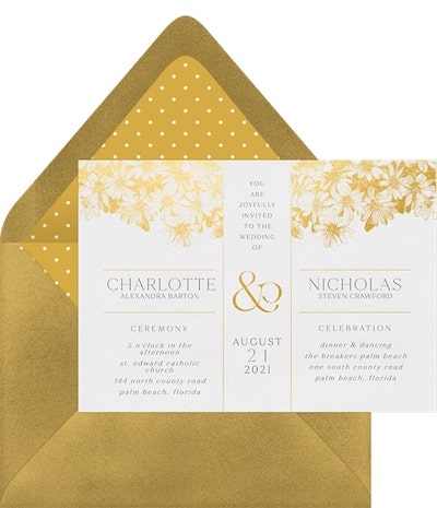 Gilded Vintage Floral Invitation