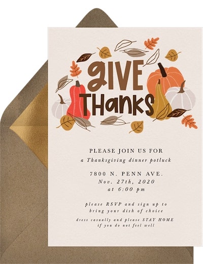Give Thanks Pumpkins Invitation