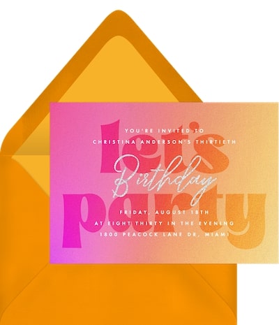 Y2K theme: Glitter Gradient Invitation