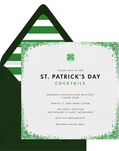 Party invitation maker: Glittering Green Invitation