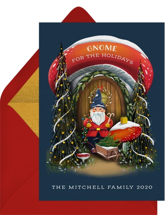 Funny holiday cards: Gnome Home Card