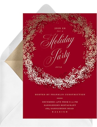 Gold Confetti Wreath Invitation