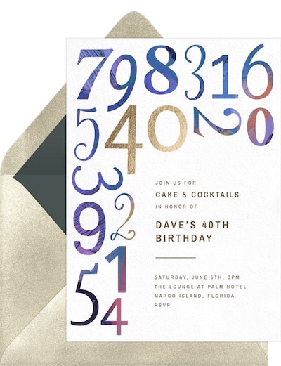 Milestone birthday: Golden Age Invitation
