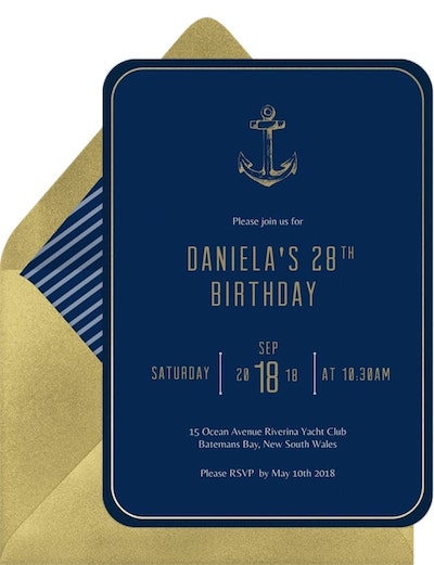 Golden Anchor Invitation