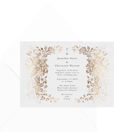 Golden Botanical Romance Invitation