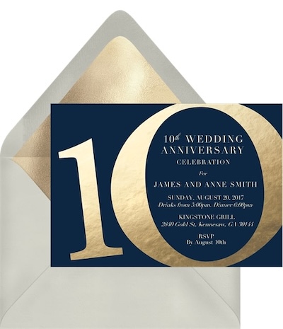 Anniversary invitations: Golden Decade Invitation