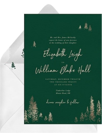 Golden Evergreens Invitation