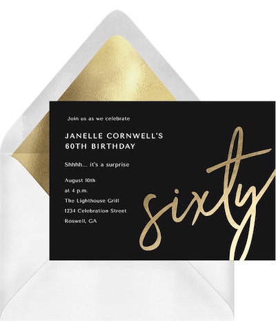 60th birthday invitations: Golden Sixty Invitation