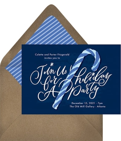 Friendsmas invitation: Gouache Candy Cane Invitation