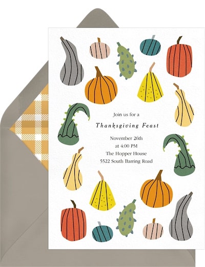 Thanksgiving party ideas: Gourdness Gracious Invitation