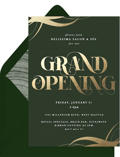 Open house invitation: Grand Gold Invitation