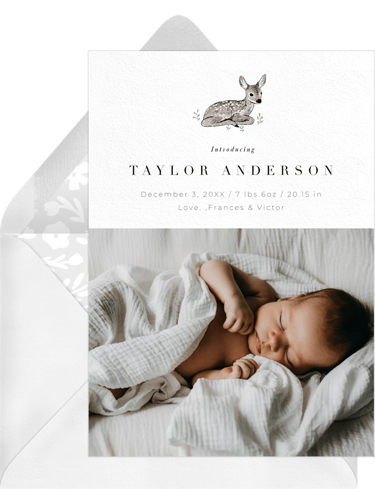 A new baby card example from Greenvelope.