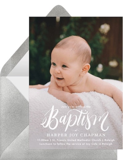 Hand Lettered Baptism Invitation