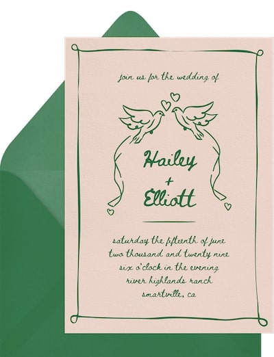 Handdrawn Lovebirds Invitation